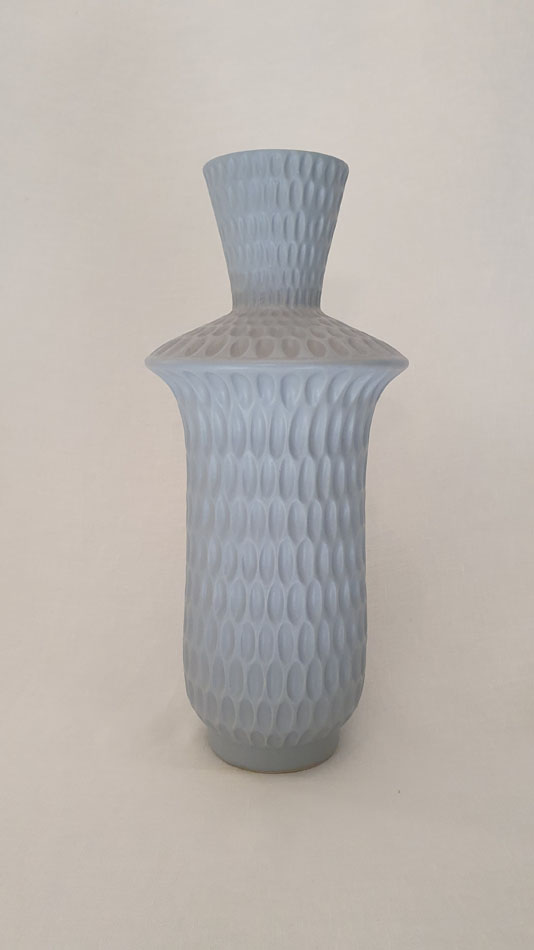 Jarrón azul cerámica mate con textura